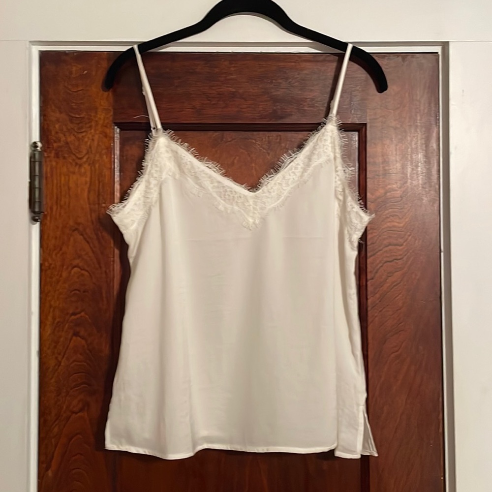 Bp. Lace Trim Satin Camisole Ivory M